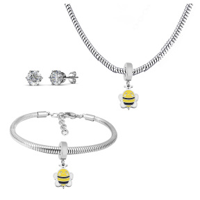 6S0017599ahlv-691  Necklace Length 45+4cm Bracelet Length 17+4cm  Stainless Steel Set  PDS715
