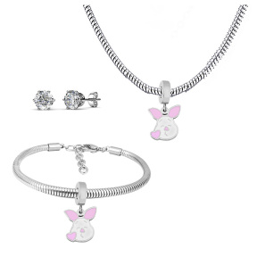 6S0017607ahlv-691  Necklace Length 45+4cm Bracelet Length 17+4cm  Stainless Steel Set  PDS723