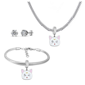 6S0017609ahlv-691  Necklace Length 45+4cm Bracelet Length 17+4cm  Stainless Steel Set  PDS725