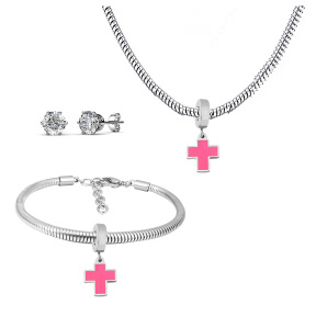 6S0017610ahlv-691  Necklace Length 45+4cm Bracelet Length 17+4cm  Stainless Steel Set  PDS726