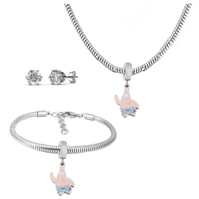 6S0017625ahlv-691  Necklace Length 45+4cm Bracelet Length 17+4cm  Stainless Steel Set  PDS741