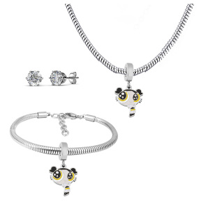 6S0017628ahlv-691  Necklace Length 45+4cm Bracelet Length 17+4cm  Stainless Steel Set  PDS744