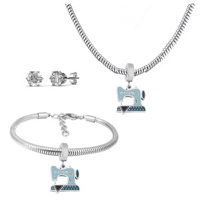 6S0017632ahlv-691  Necklace Length 45+4cm Bracelet Length 17+4cm  Stainless Steel Set  PDS748