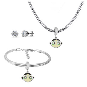6S0017637ahlv-691  Necklace Length 45+4cm Bracelet Length 17+4cm  Stainless Steel Set  PDS753