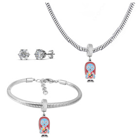 6S0017639ahlv-691  Necklace Length 45+4cm Bracelet Length 17+4cm  Stainless Steel Set  PDS755
