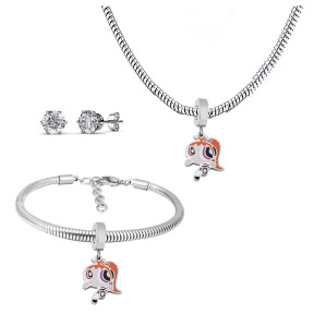 6S0017641ahlv-691  Necklace Length 45+4cm Bracelet Length 17+4cm  Stainless Steel Set  PDS757