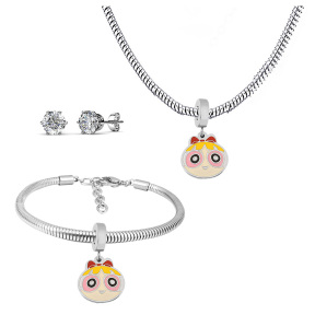 6S0017643ahlv-691  Necklace Length 45+4cm Bracelet Length 17+4cm  Stainless Steel Set  PDS759