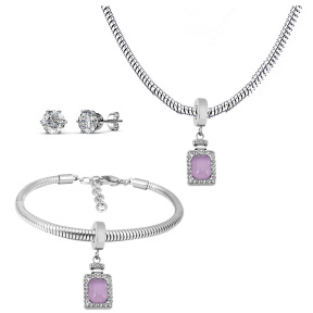 6S0017658aivb-691  Necklace Length 45+4cm Bracelet Length 17+4cm  Stainless Steel Set  PDS774