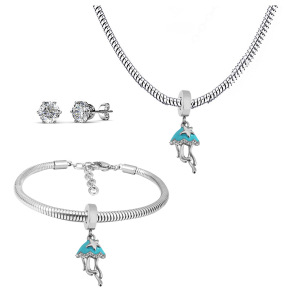 6S0017661ahpv-691  Necklace Length 45+4cm Bracelet Length 17+4cm  Stainless Steel Set  PDS777