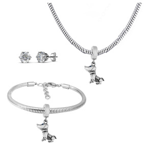 6S0017666vhov-691  Necklace Length 45+4cm Bracelet Length 17+4cm  Stainless Steel Set  PDS782