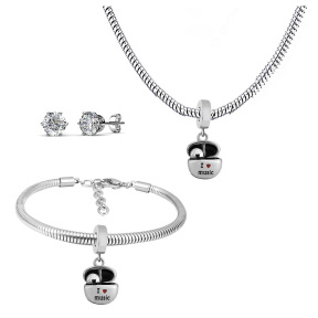 6S0017670vhov-691  Necklace Length 45+4cm Bracelet Length 17+4cm  Stainless Steel Set  PDS786