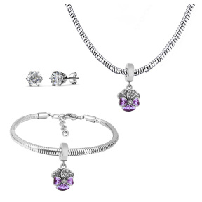 6S0017673vihb-691  Necklace Length 45+4cm Bracelet Length 17+4cm  Stainless Steel Set  PDS789