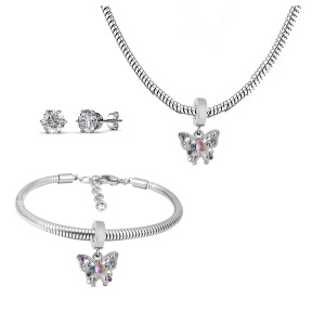 6S0017674ahpv-691  Necklace Length 45+4cm Bracelet Length 17+4cm  Stainless Steel Set  PDS790