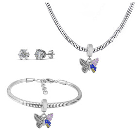 6S0017676aivb-691  Necklace Length 45+4cm Bracelet Length 17+4cm  Stainless Steel Set  PDS792