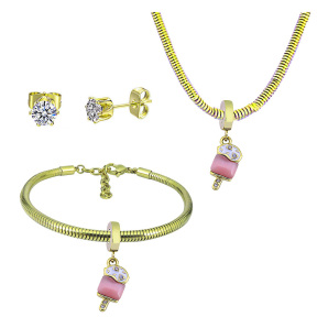 6S0017678aiov-691  Necklace Length 45+4cm Bracelet Length 17+4cm  Stainless Steel Set  PDS794