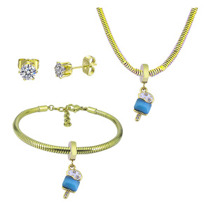 6S0017679aiov-691  Necklace Length 45+4cm Bracelet Length 17+4cm  Stainless Steel Set  PDS795