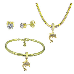 6S0017687vila-691  Necklace Length 45+4cm Bracelet Length 17+4cm  Stainless Steel Set  PDS803