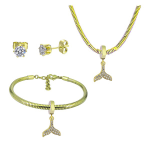 6S0017688vila-691  Necklace Length 45+4cm Bracelet Length 17+4cm  Stainless Steel Set  PDS804