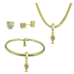 6S0017689vila-691  Necklace Length 45+4cm Bracelet Length 17+4cm  Stainless Steel Set  PDS805