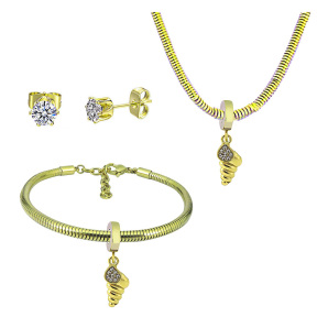 6S0017698vila-691  Necklace Length 45+4cm Bracelet Length 17+4cm  Stainless Steel Set  PDS814