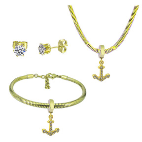 6S0017704vila-691  Necklace Length 45+4cm Bracelet Length 17+4cm  Stainless Steel Set  PDS820