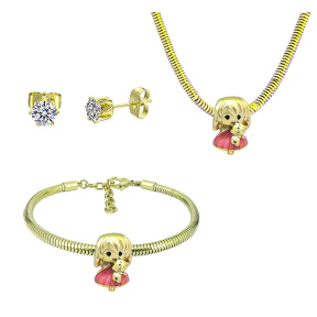 6S0017716vila-691  Necklace Length 45+4cm Bracelet Length 17+4cm  Stainless Steel Set  PDS832