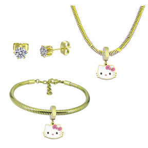6S0017719aija-691  Necklace Length 45+4cm Bracelet Length 17+4cm  Stainless Steel Set  PDS835