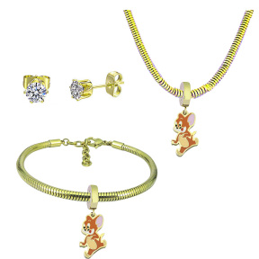 6S0017721aija-691  Necklace Length 45+4cm Bracelet Length 17+4cm  Stainless Steel Set  PDS837