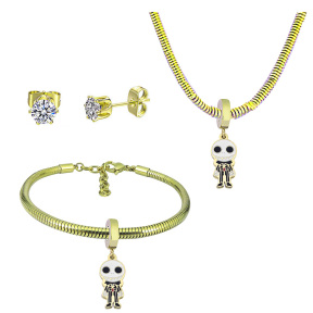 6S0017728aija-691  Necklace Length 45+4cm Bracelet Length 17+4cm  Stainless Steel Set  PDS844