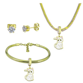 6S0017730aija-691  Necklace Length 45+4cm Bracelet Length 17+4cm  Stainless Steel Set  PDS846