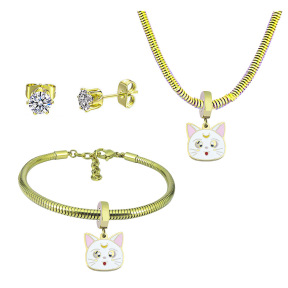 6S0017740aija-691  Necklace Length 45+4cm Bracelet Length 17+4cm  Stainless Steel Set  PDS856
