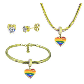 6S0017744aija-691  Necklace Length 45+4cm Bracelet Length 17+4cm  Stainless Steel Set  PDS860