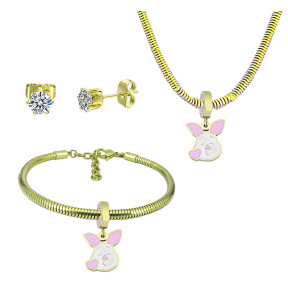 6S0017747aija-691  Necklace Length 45+4cm Bracelet Length 17+4cm  Stainless Steel Set  PDS863