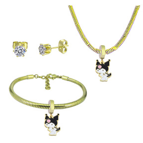 6S0017748aija-691  Necklace Length 45+4cm Bracelet Length 17+4cm  Stainless Steel Set  PDS864