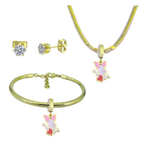 6S0017749aija-691  Necklace Length 45+4cm Bracelet Length 17+4cm  Stainless Steel Set  PDS865