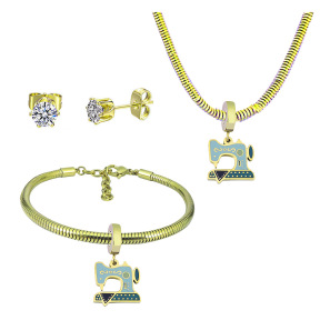 6S0017769aija-691  Necklace Length 45+4cm Bracelet Length 17+4cm  Stainless Steel Set  PDS885