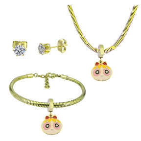 6S0017776aija-691  Necklace Length 45+4cm Bracelet Length 17+4cm  Stainless Steel Set  PDS892