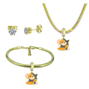 6S0017777aija-691  Necklace Length 45+4cm Bracelet Length 17+4cm  Stainless Steel Set  PDS893