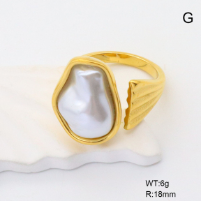 GER001280bhia-066  Resin Imitation Pearls,Handmade Polished  Stainless Steel Ring