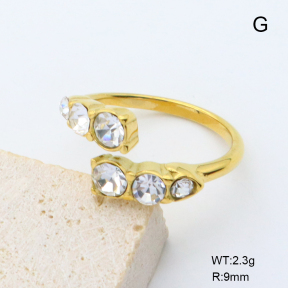 GER001449bhia-066  6-8#  18K PVD Czech Stones,Handmade Polished  Stainless Steel Ring