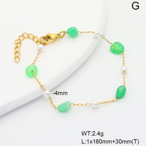 6B4003166vbmb-908  Ya'an Jade & Plastic Imitation Pearls  Stainless Steel Bracelet