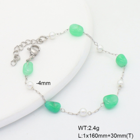 6B4003167ablb-908  Ya'an Jade & Plastic Imitation Pearls  Stainless Steel Bracelet