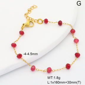 6B4003182vbmb-908  Rose Red Jade  Stainless Steel Bracelet