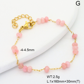 6B4003190bbml-908  Pink Jade  Stainless Steel Bracelet