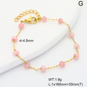 6B4003192vbmb-908  Pink Jade  Stainless Steel Bracelet