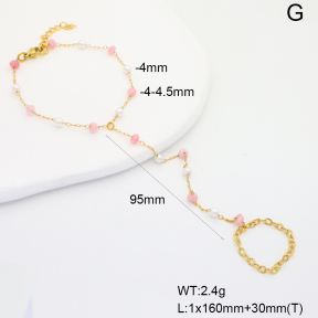 6B4003194vbpb-908  Pink Jade & Plastic Imitation Pearls  Stainless Steel Bracelet