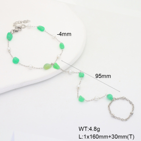 6B4003197bbov-908  Ya'an Jade & Plastic Imitation Pearls  Stainless Steel Bracelet