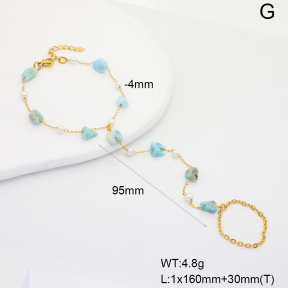 6B4003198bvpl-908  Larimar & Plastic Imitation Pearls  Stainless Steel Bracelet