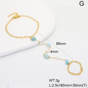 6B4003200abol-908  Larimar & Plastic Imitation Pearls  Stainless Steel Bracelet