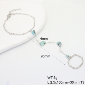 6B4003201vbnl-908  Larimar & Plastic Imitation Pearls  Stainless Steel Bracelet